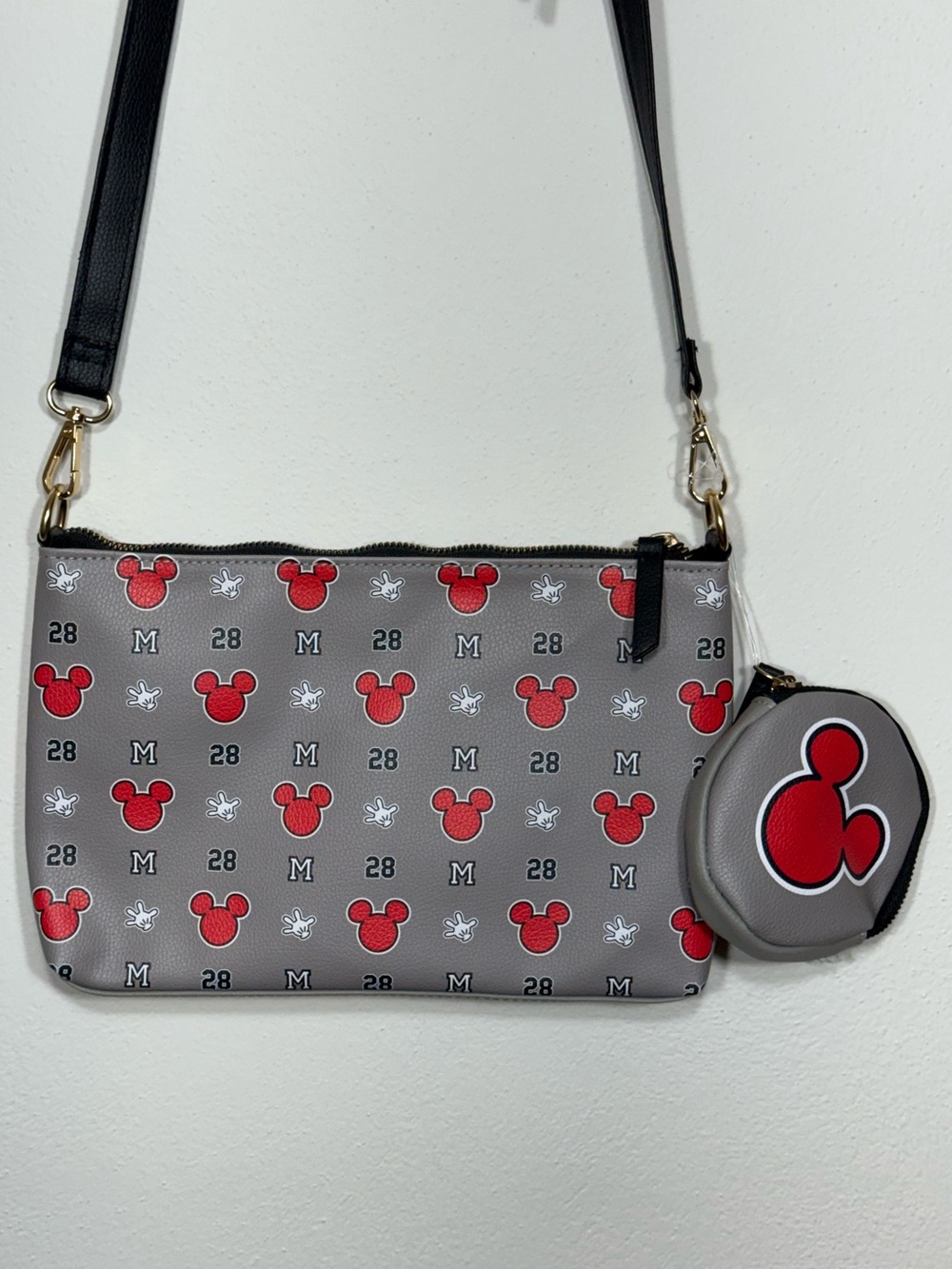 Disney Mickey Mouse M 28 Pattern Crossbody Bag with Coin Purse NWOT